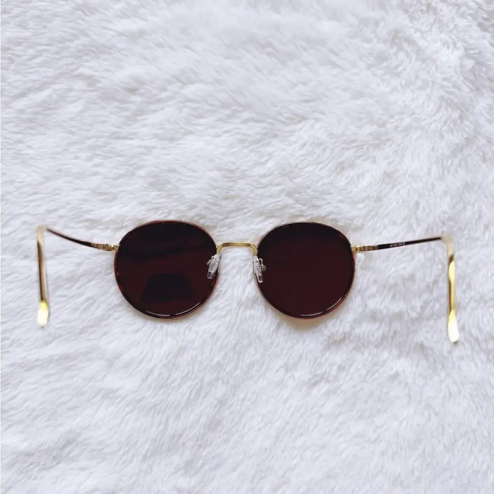 Dean Tortoise Brown w/ Gold Rims Round Sunglasses